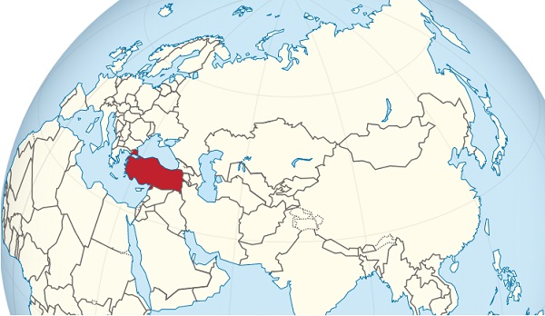 کشور ترکیه روی نقشه 